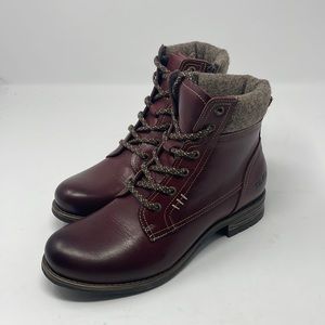 TAOS Women’s Cutie Lace Up Boot Size 37 Women’s 6.5  Burgundy Like New MSRP 230